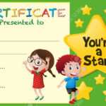 Certificate Template With Kids And Stars Illustration With Regard To Star Certificate Templates Free