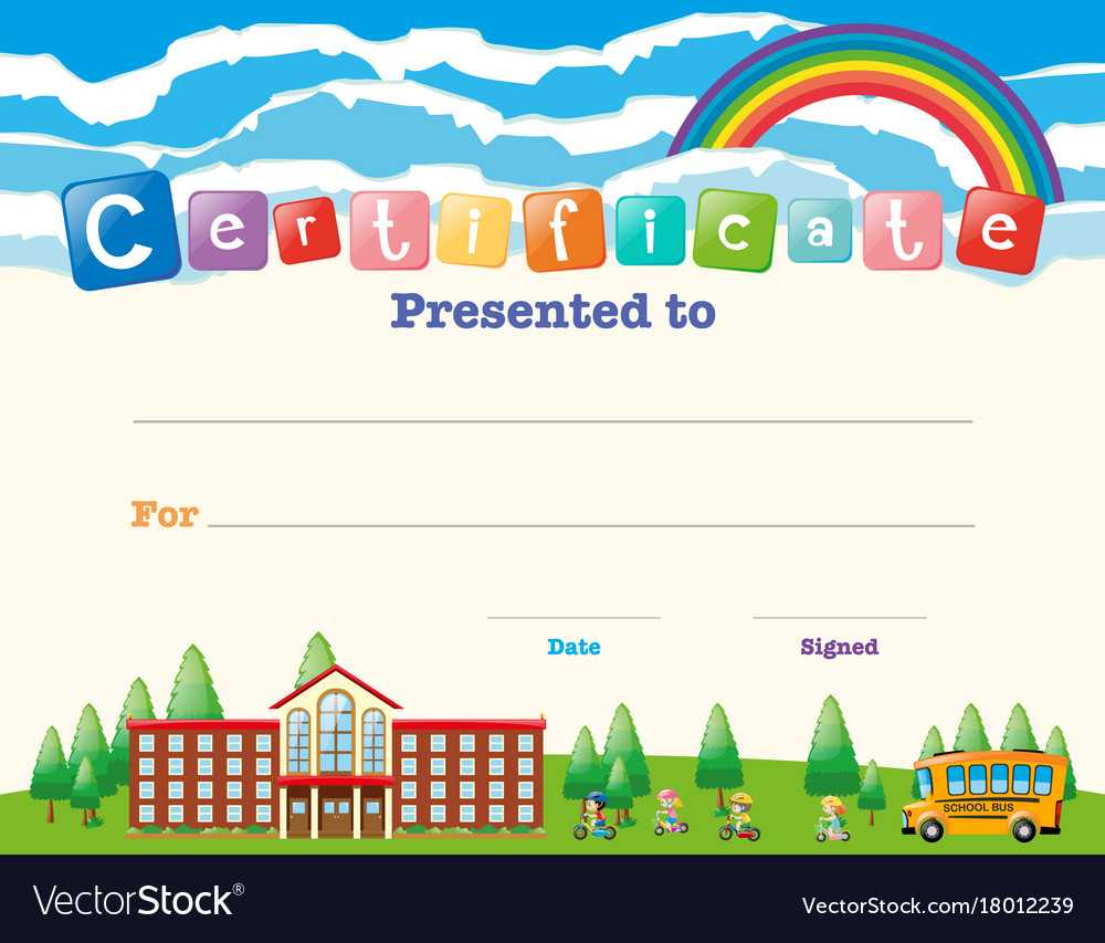 Certificate Template With Kids At School Within Free School Certificate Templates