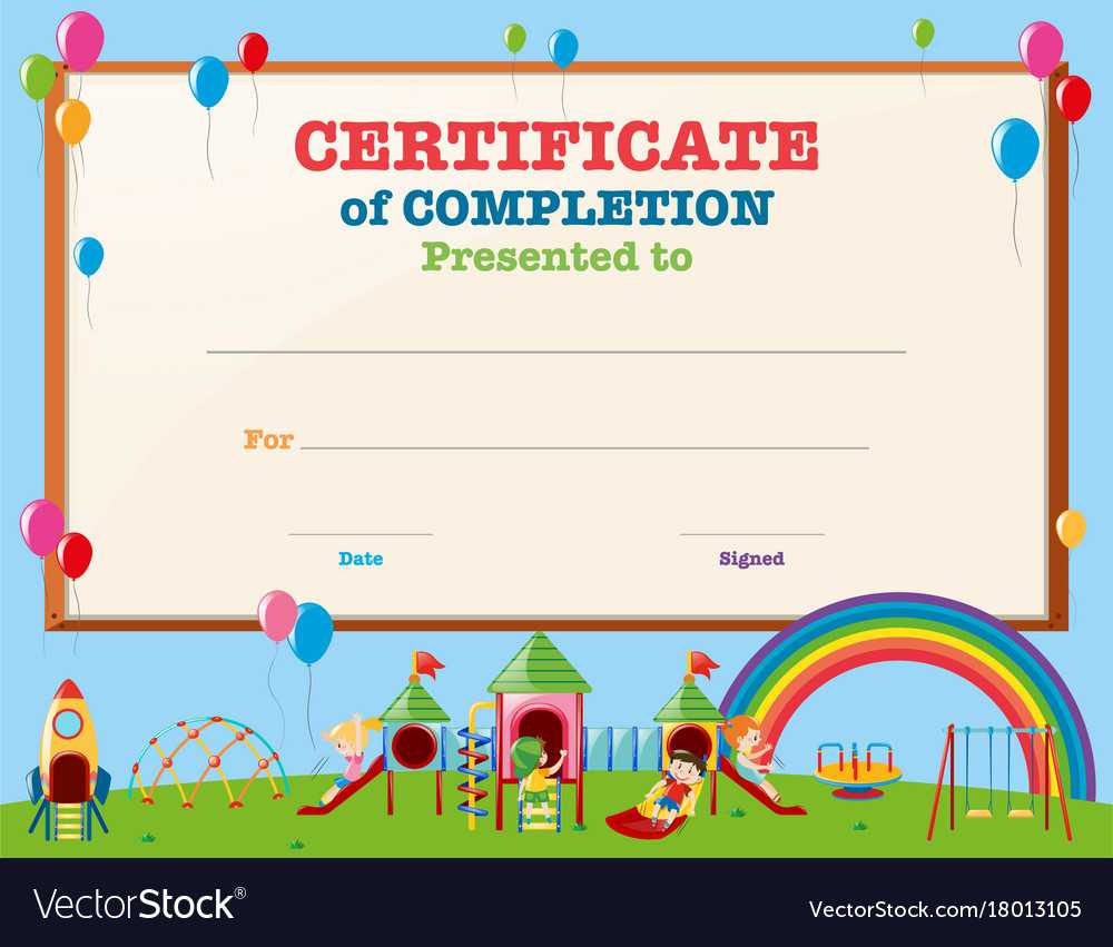 Certificate Template With Kids In Playground For Free Printable Certificate Templates For Kids