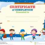 Certificate Template With Kids In The Snow Stock Vector For Walking Certificate Templates