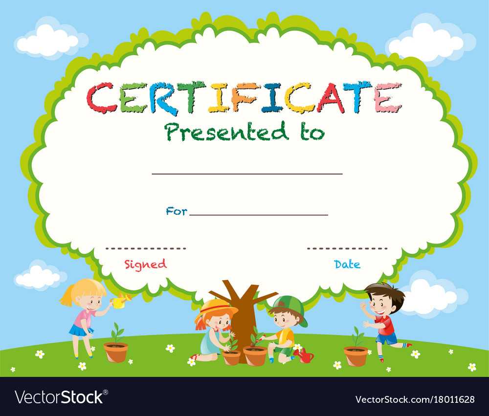 Certificate Template With Kids Planting Trees Pertaining To Star Of The Week Certificate Template