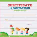 Certificate Template With Kids Walking In The Park Illustration With Walking Certificate Templates