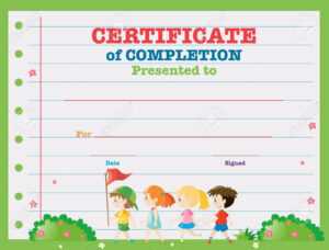 Certificate Template With Kids Walking In The Park Illustration with Walking Certificate Templates