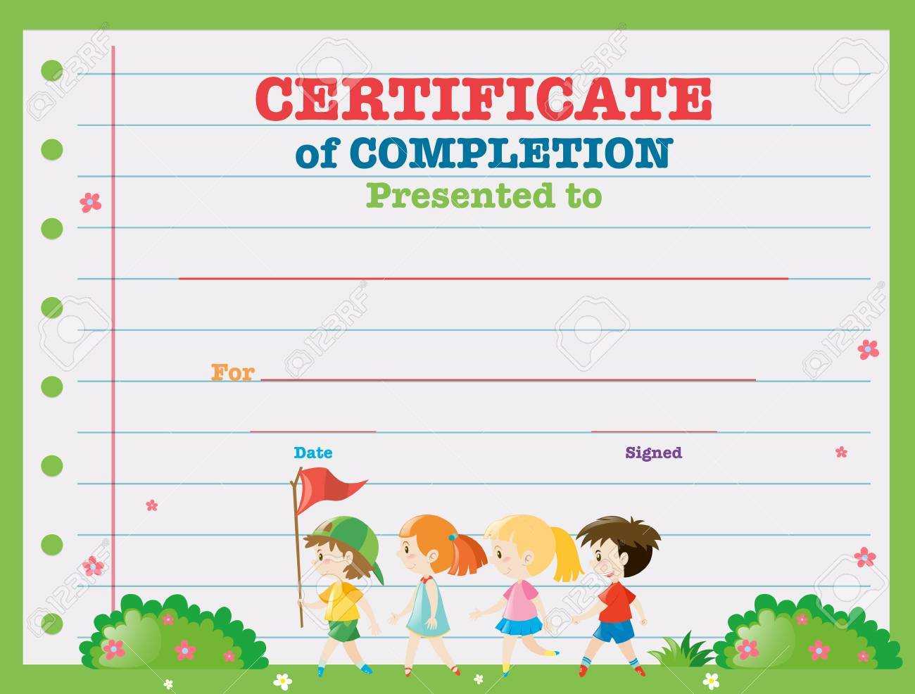 Certificate Template With Kids Walking In The Park Illustration With Walking Certificate Templates