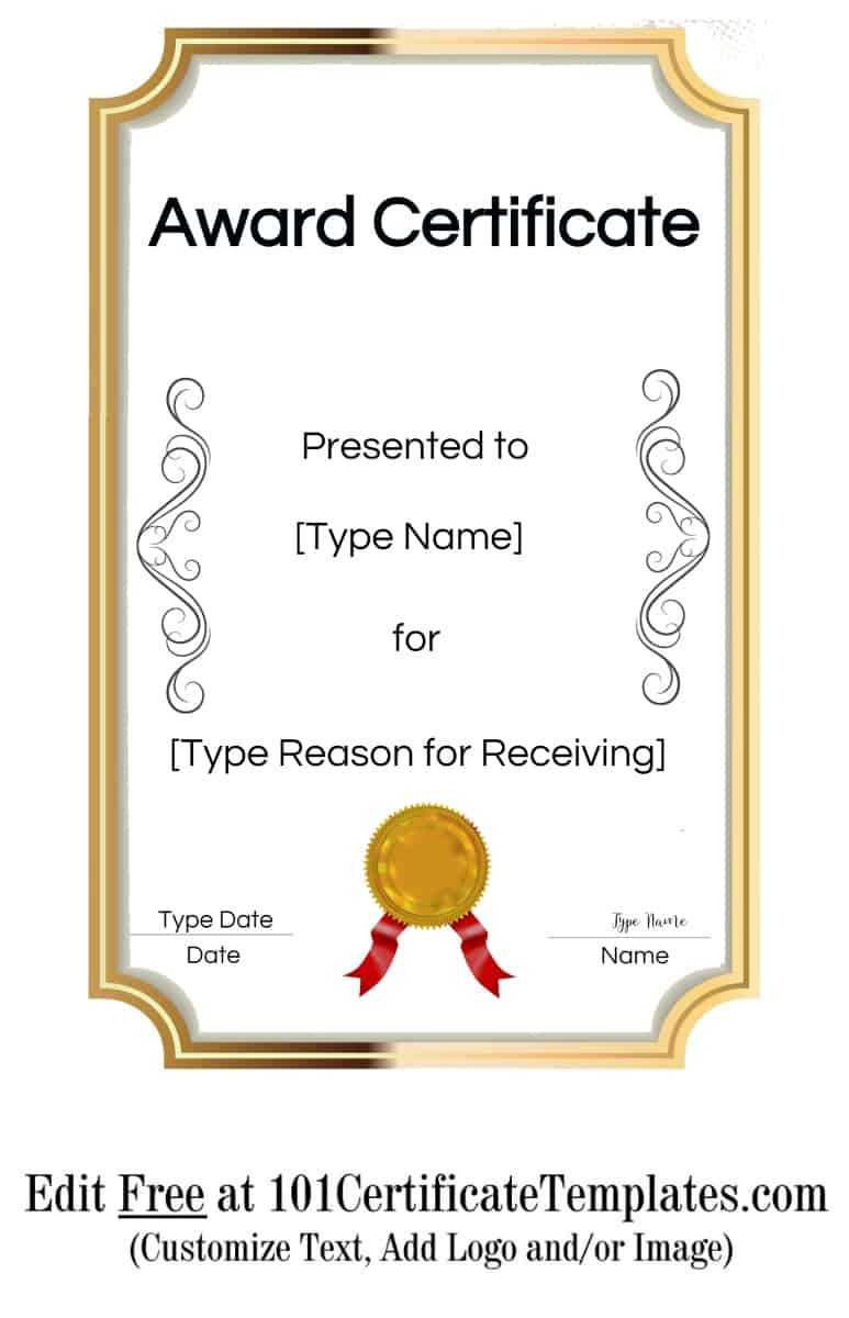 Certificate Templates In Template For Certificate Of Award