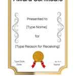 Certificate Templates within Sample Award Certificates Templates