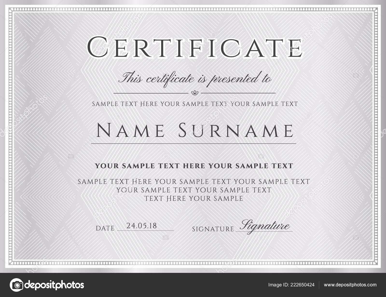 Certificate Vector Template Formal Silver Border Geometric With Regard To Formal Certificate Of Appreciation Template
