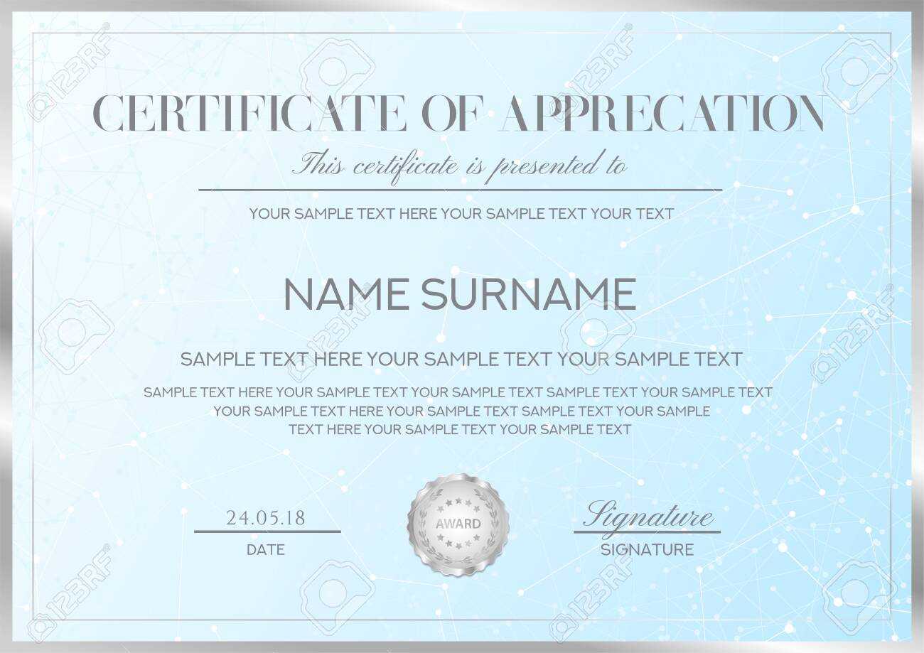 Certificate Vector Template With Silver Border And Seal (Emblem) Within Formal Certificate Of Appreciation Template