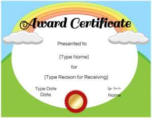 Certificates For Kids for Certificate Of Achievement Template For Kids