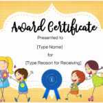 Certificates For Kids Throughout Children's Certificate Template