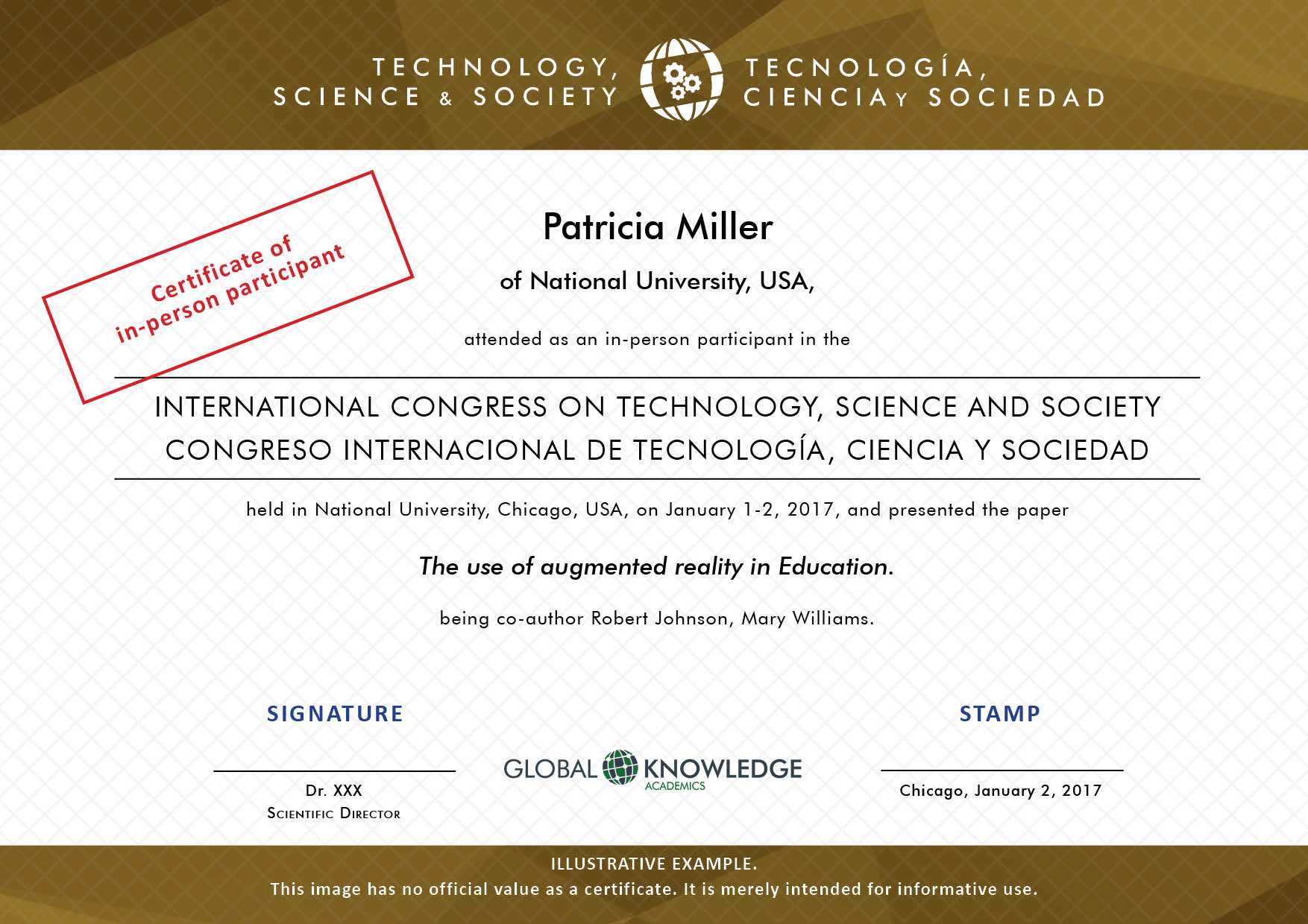 Certificates – Technology, Science And Society For International Conference Certificate Templates