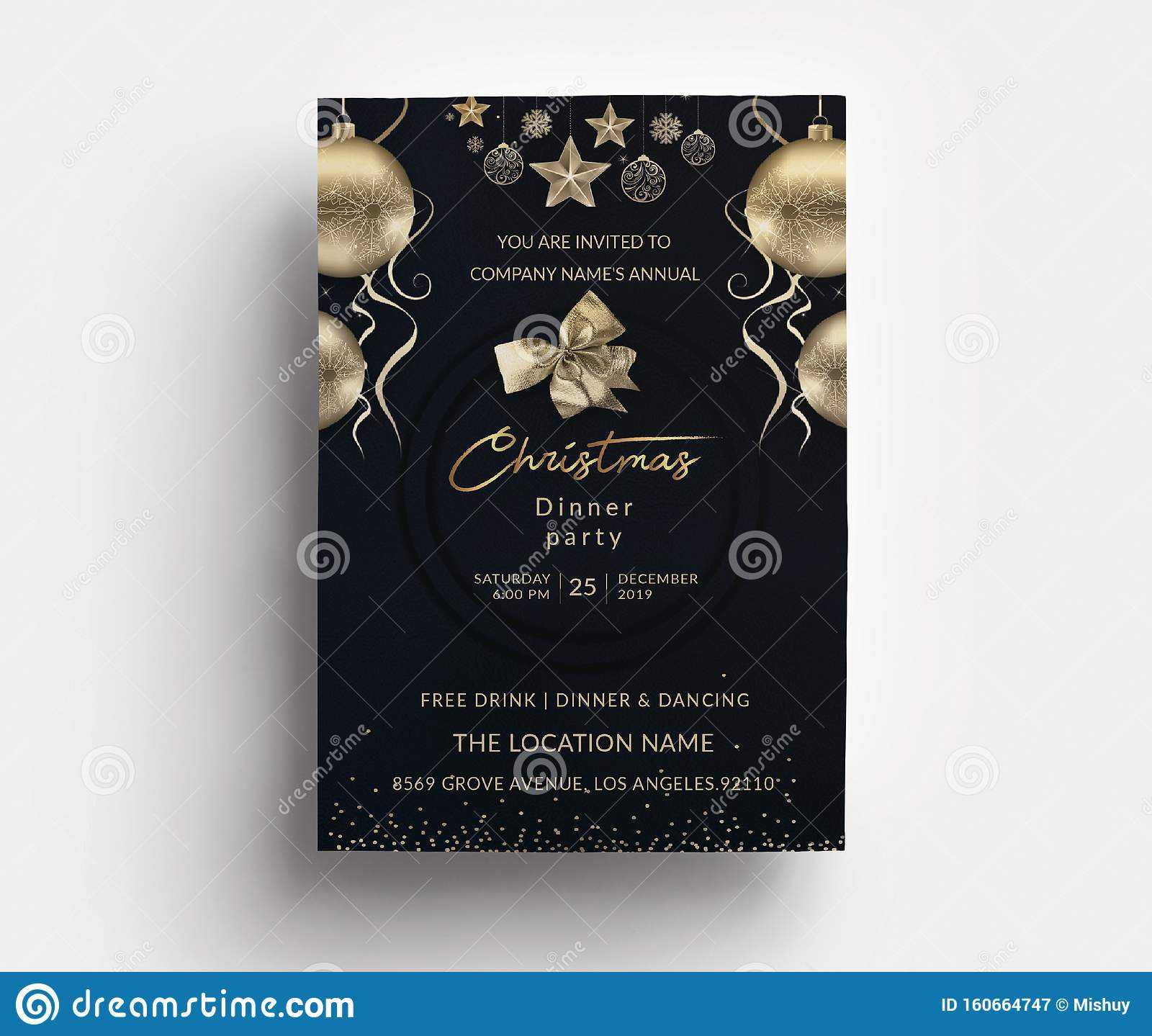 Christmas Dinner Party Invitation Card Template Stock Vector With Regard To 4X6 Photo Card Template Free
