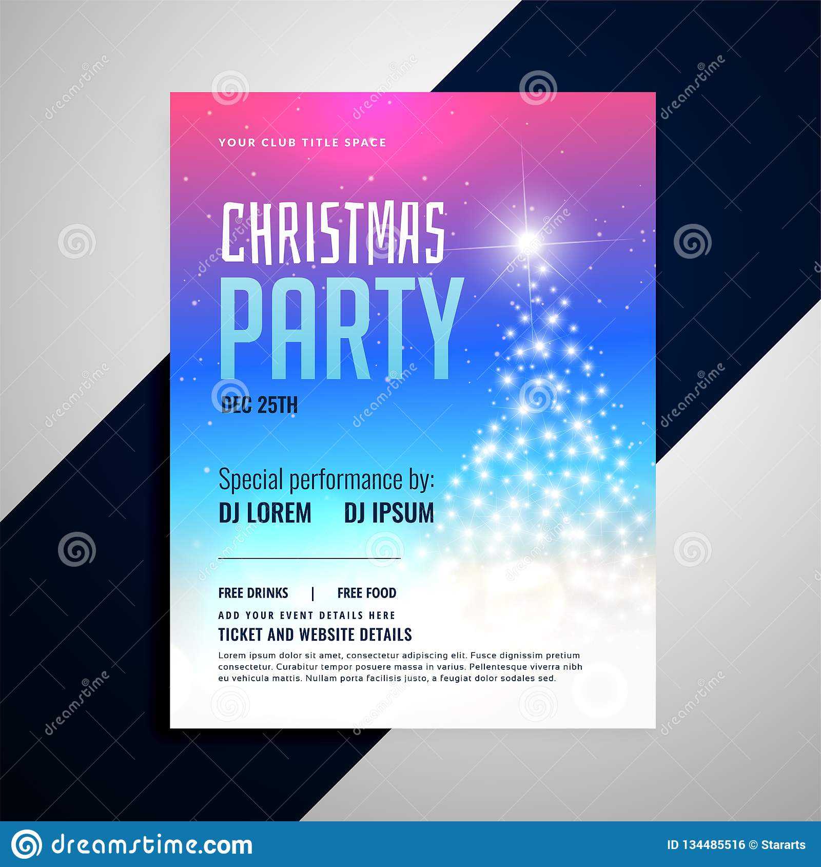 Christmas Flyer Template With Glowing Tree And Colorful With Regard To Christmas Brochure Templates Free