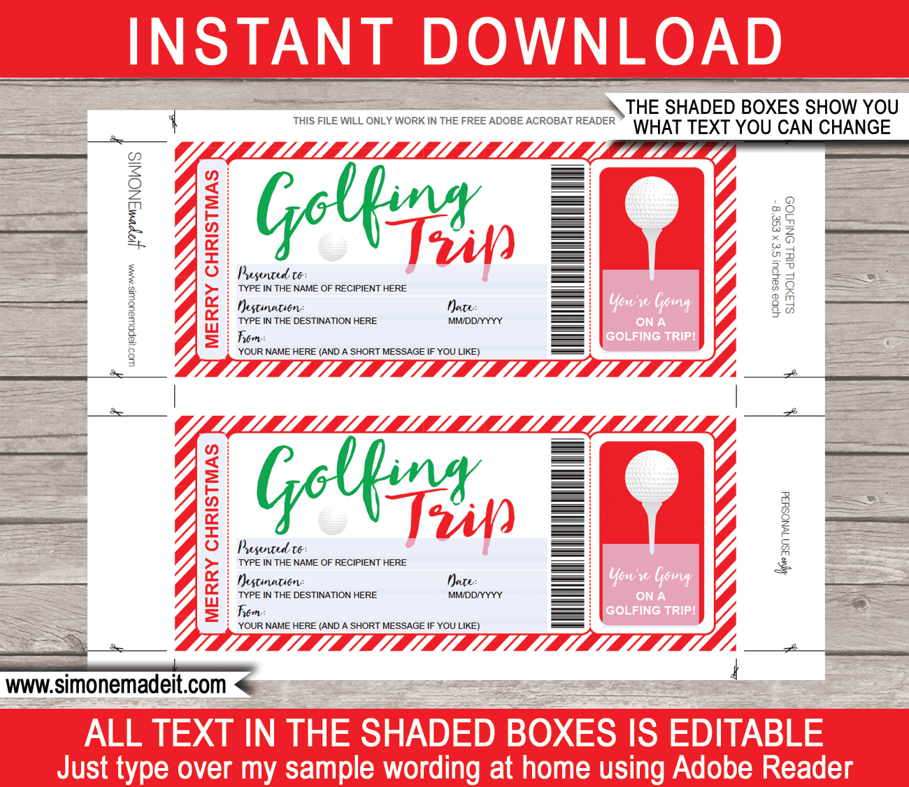 Christmas Golfing Trip Tickets Inside Golf Gift Certificate Template