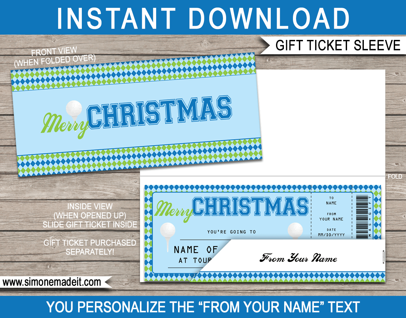 Christmas Sports Ticket Sleeve For Tennis Gift Certificate Template