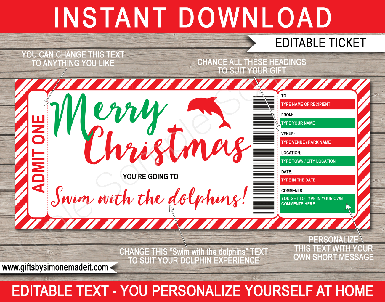 Christmas Swim With The Dolphins Gift Certificate For Christmas Gift Certificate Template Free Download