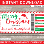 Christmas Swim With The Dolphins Gift Certificate Inside Merry Christmas Gift Certificate Templates