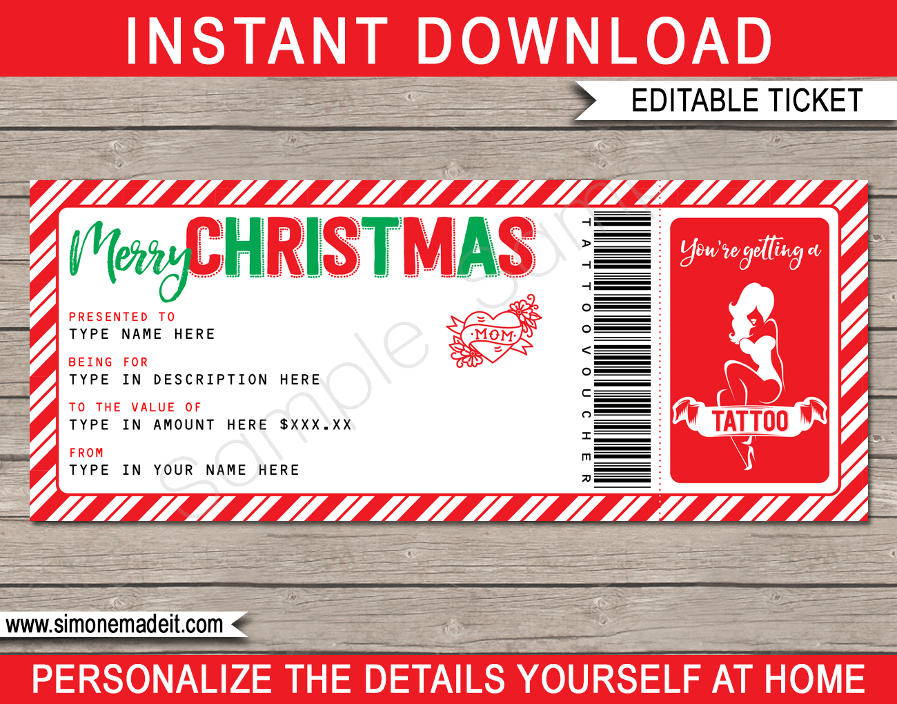 Christmas Tattoo Gift Vouchers Intended For Tattoo Gift Certificate Template