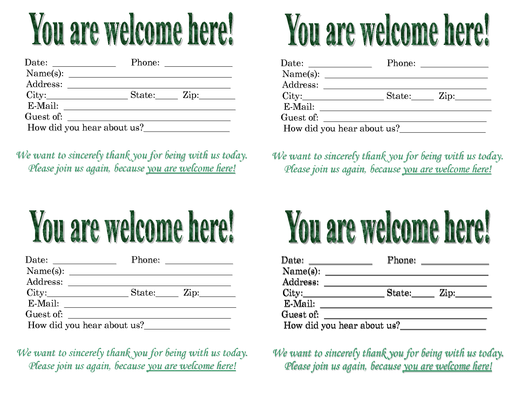 Church Quotes For Welcoming Guests. Quotesgram Inside Church Visitor Card Template Word