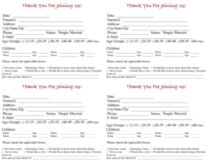 Church Visitor Card Template pertaining to Church Visitor Card Template