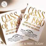 Class Of 1980 40 Year Reunion Invitation In Reunion Invitation Card Templates