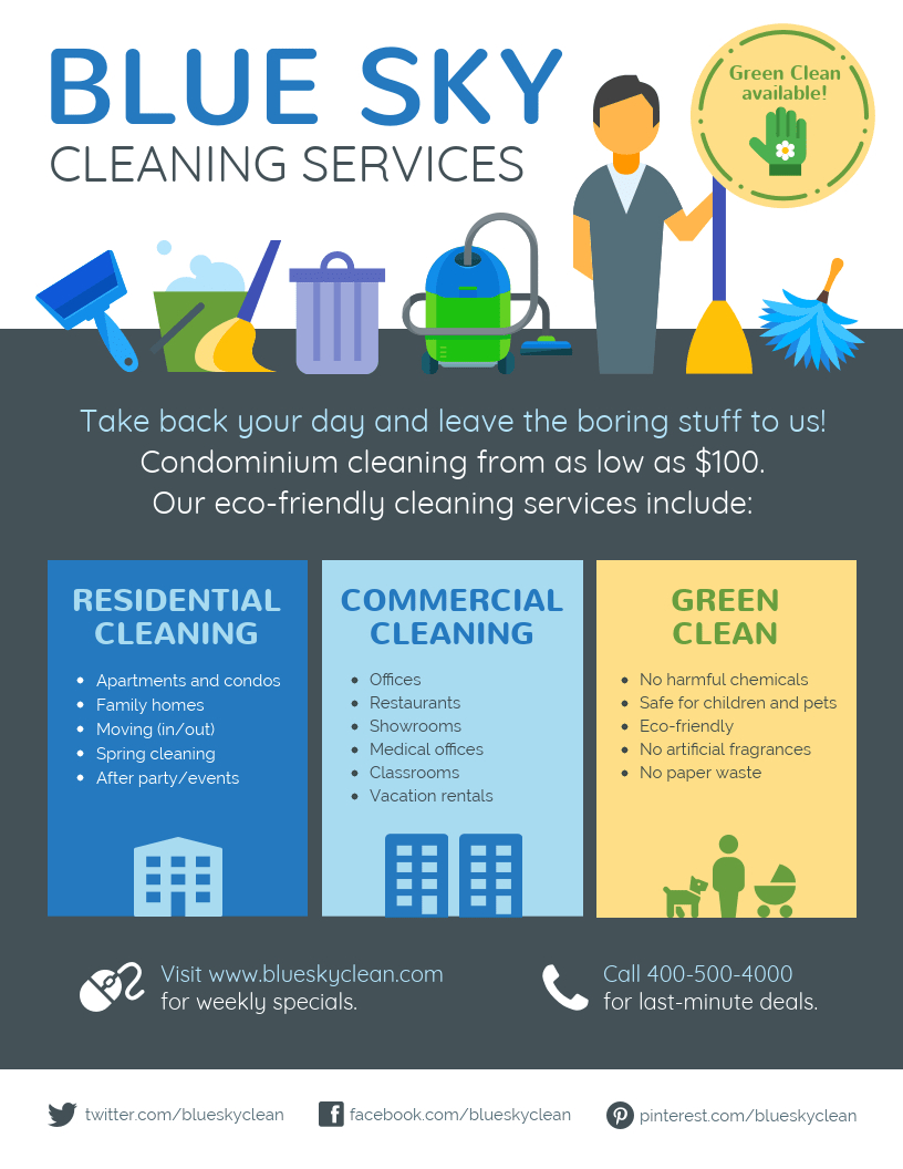 Cleaning Service Flyer With Commercial Cleaning Brochure Templates