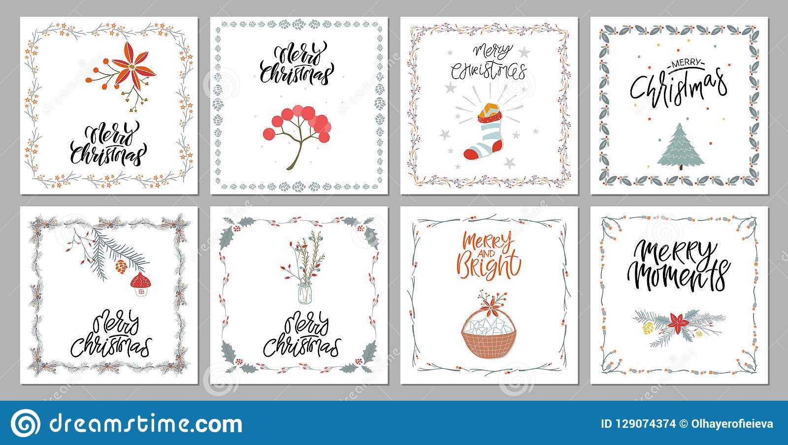 Collection Cute Merry Christmas Gift Cards And Set Of Pertaining To Printable Holiday Card Templates
