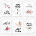 Collection Of 6 Cute Merry Christmas Gift Cards. Set Of Six Printable.. In Printable Holiday Card Templates