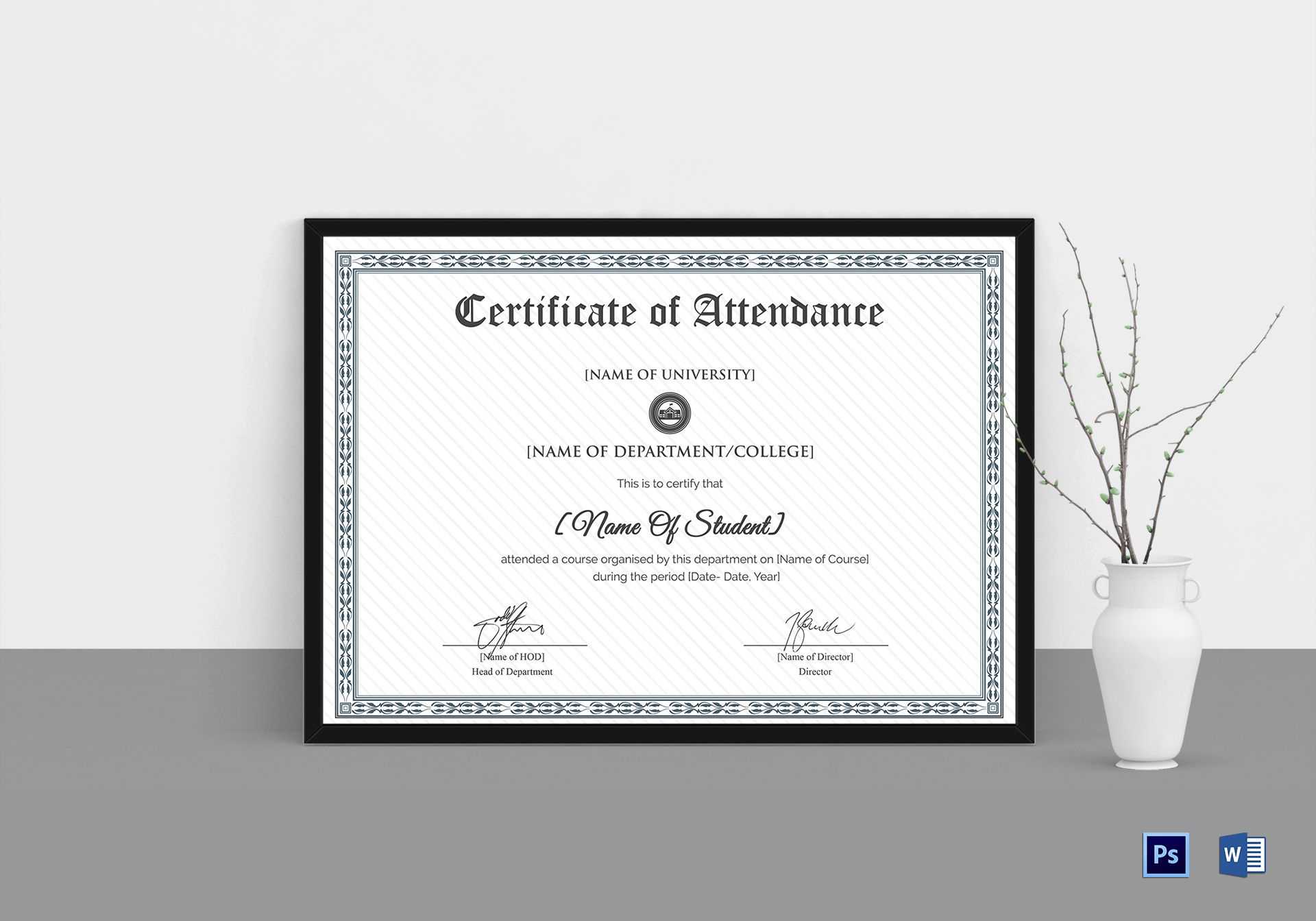 College Students Attendance Certificate Template Within College Graduation Certificate Template