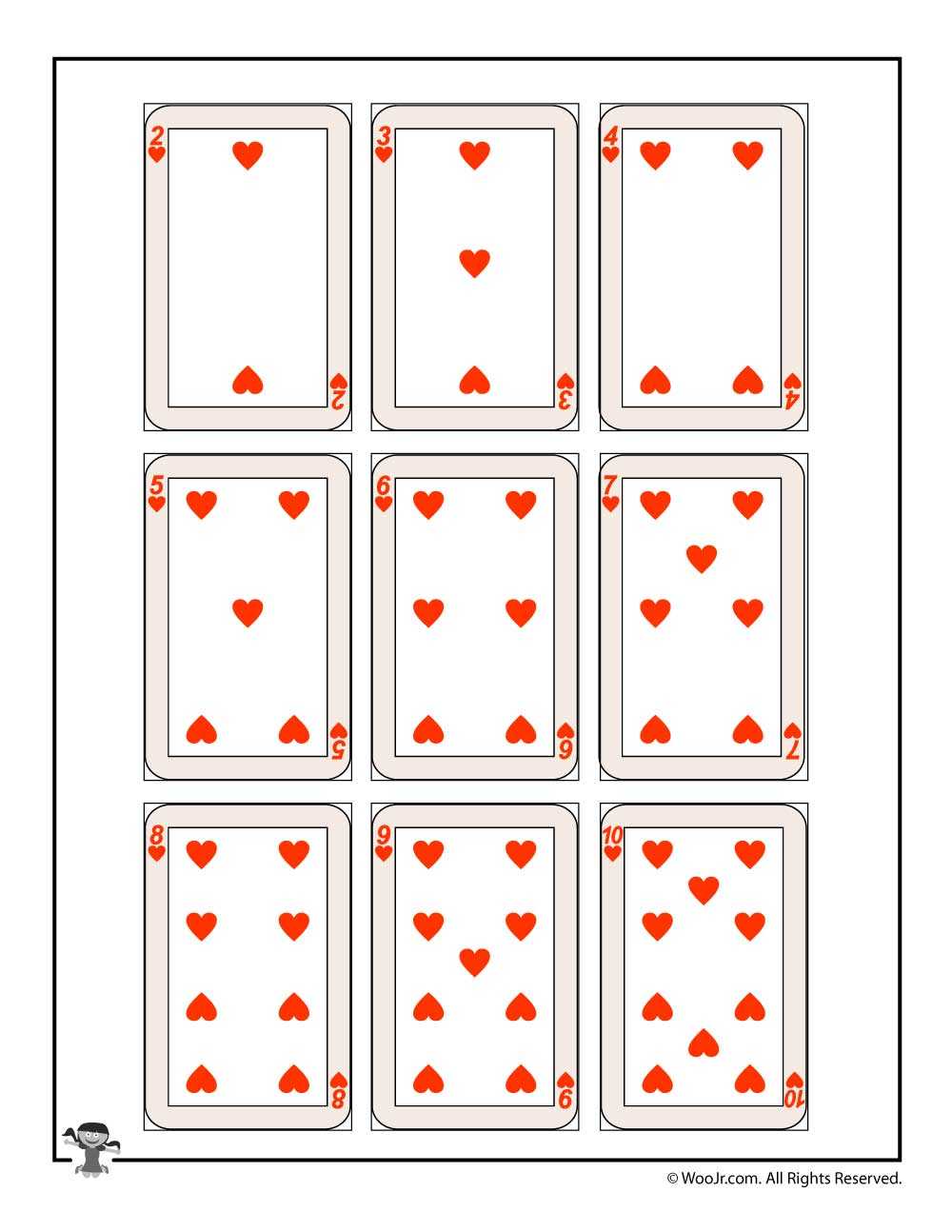 Color Pages ~ Printable Playing Cards Astonishing Color In Free Printable Playing Cards Template