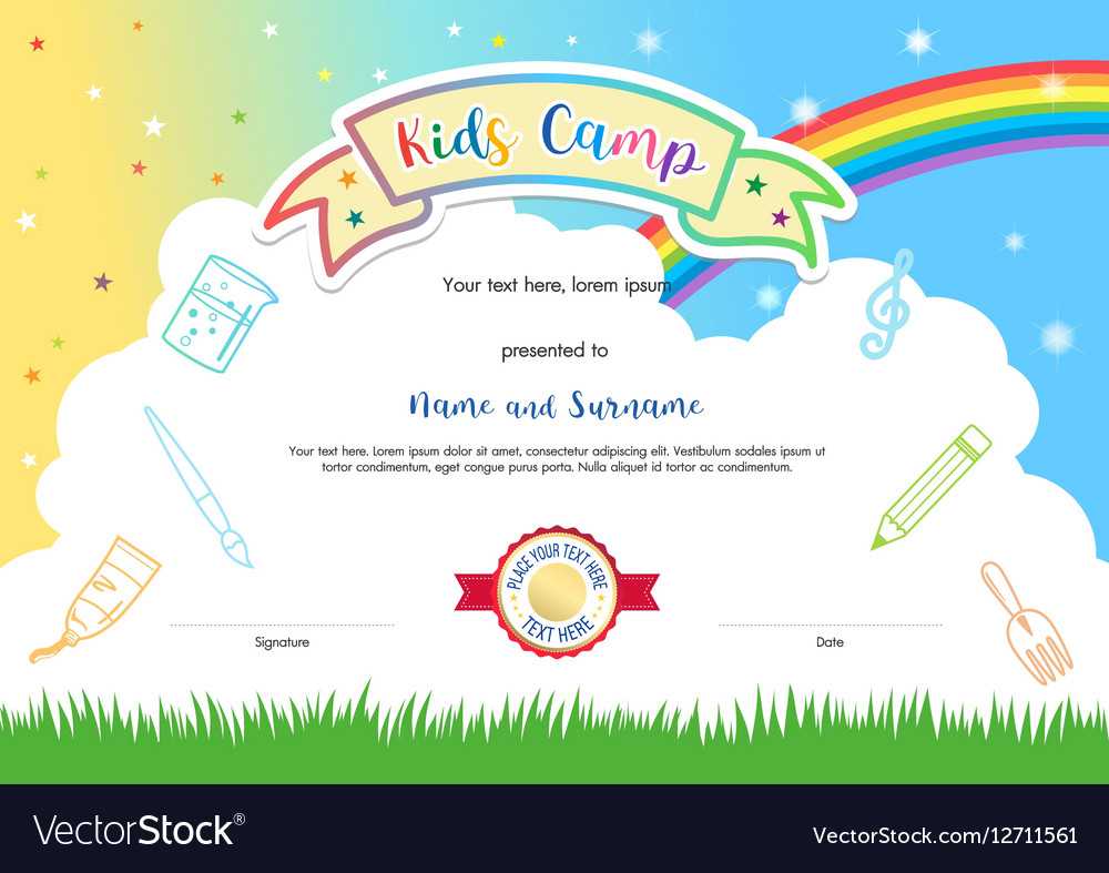 Colorful Kids Summer Camp Diploma Certificate For Summer Camp Certificate Template