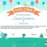Colorful Kids Summer Camp Diploma Certificate Template In Cartoon.. Regarding Summer Camp Certificate Template