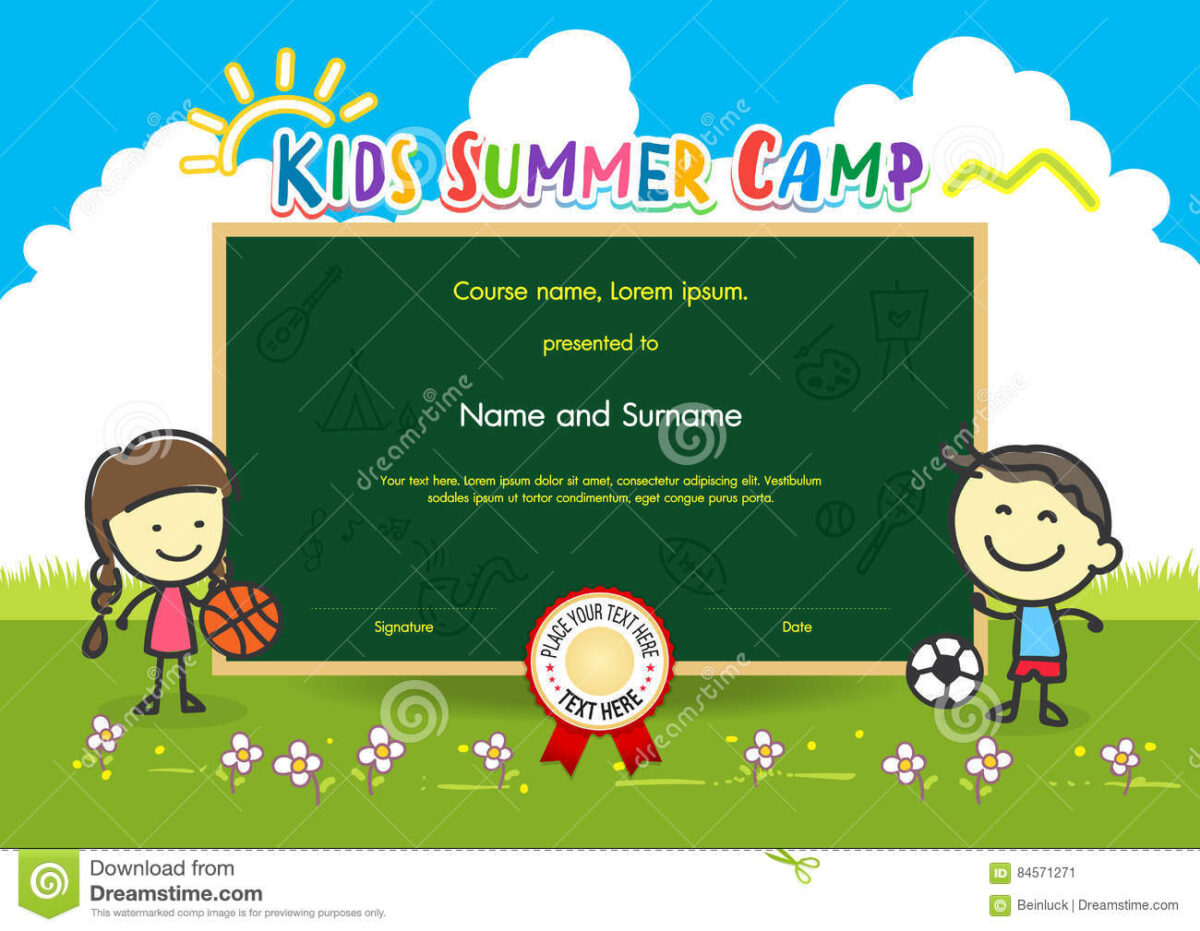 colorful-kids-summer-camp-diploma-certificate-template-in-with-basketball-camp-certificate