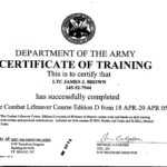 Combat Lifesaver Course – James J. Brown Pertaining To Army Certificate Of Completion Template