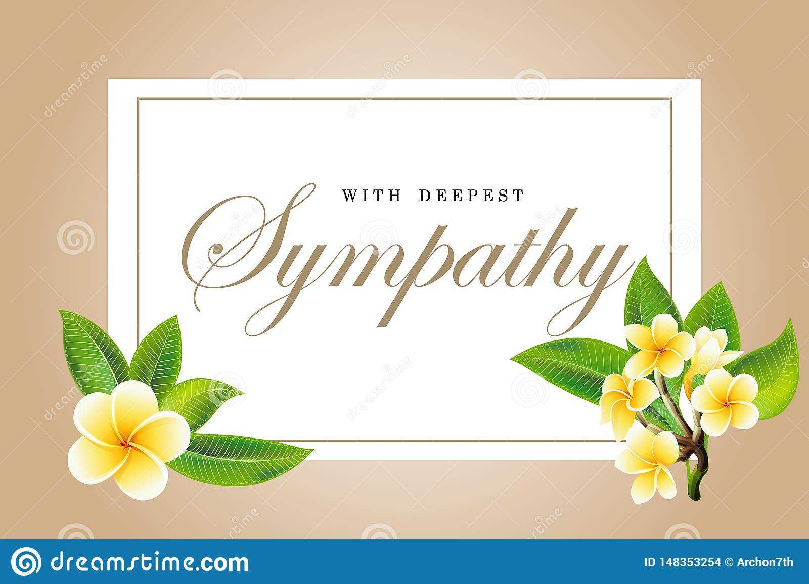 Condolences Sympathy Card Floral Frangipani Or Plumeria In Sympathy Card Template
