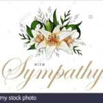 Condolences Sympathy Card Floral Lily Bouquet And Lettering With Sympathy Card Template