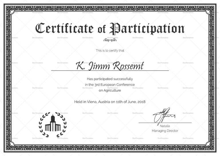 Conference Participation Certificate Template