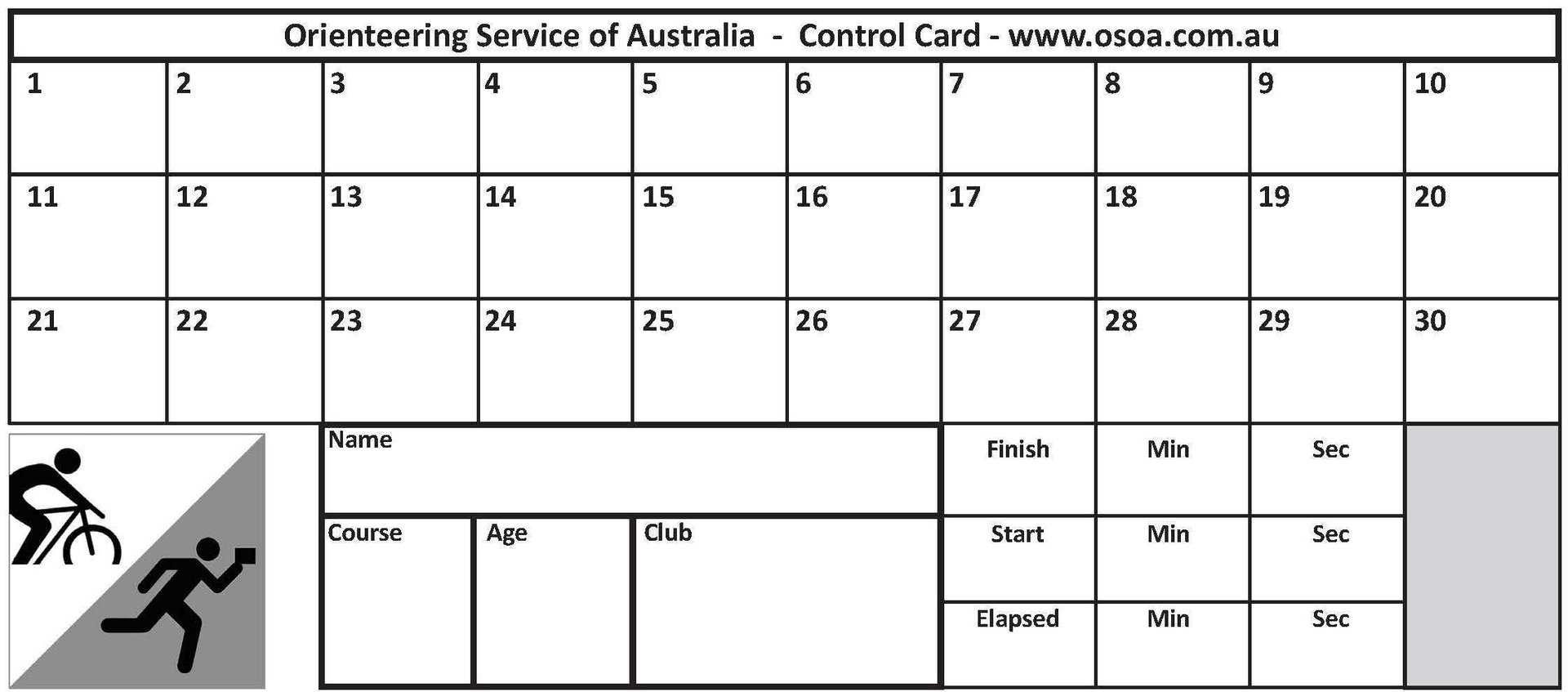 Control Cards – 30 Punch Squares (Pack Of 100) With Orienteering Control Card Template