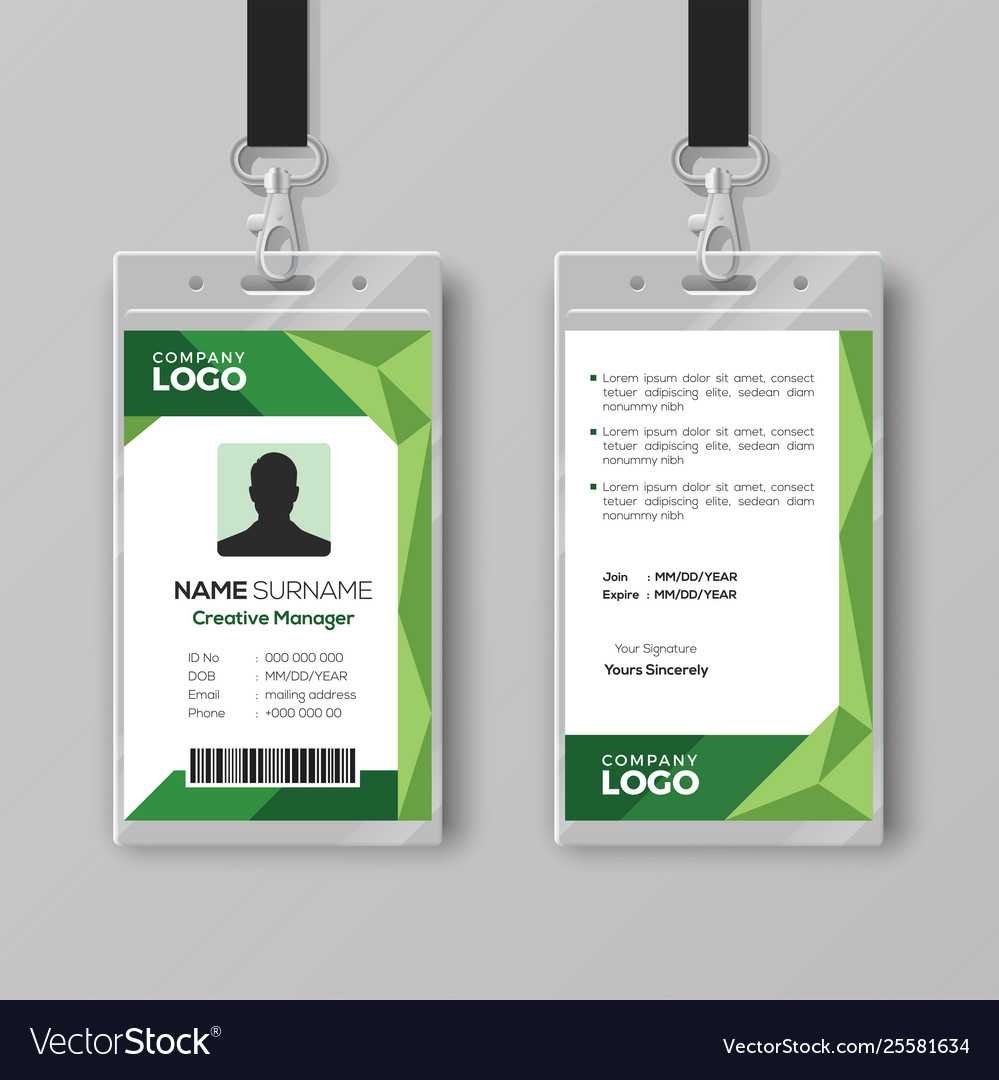 Corporate Id Card Template With Abstract Green With Regard To Id Card Template Ai