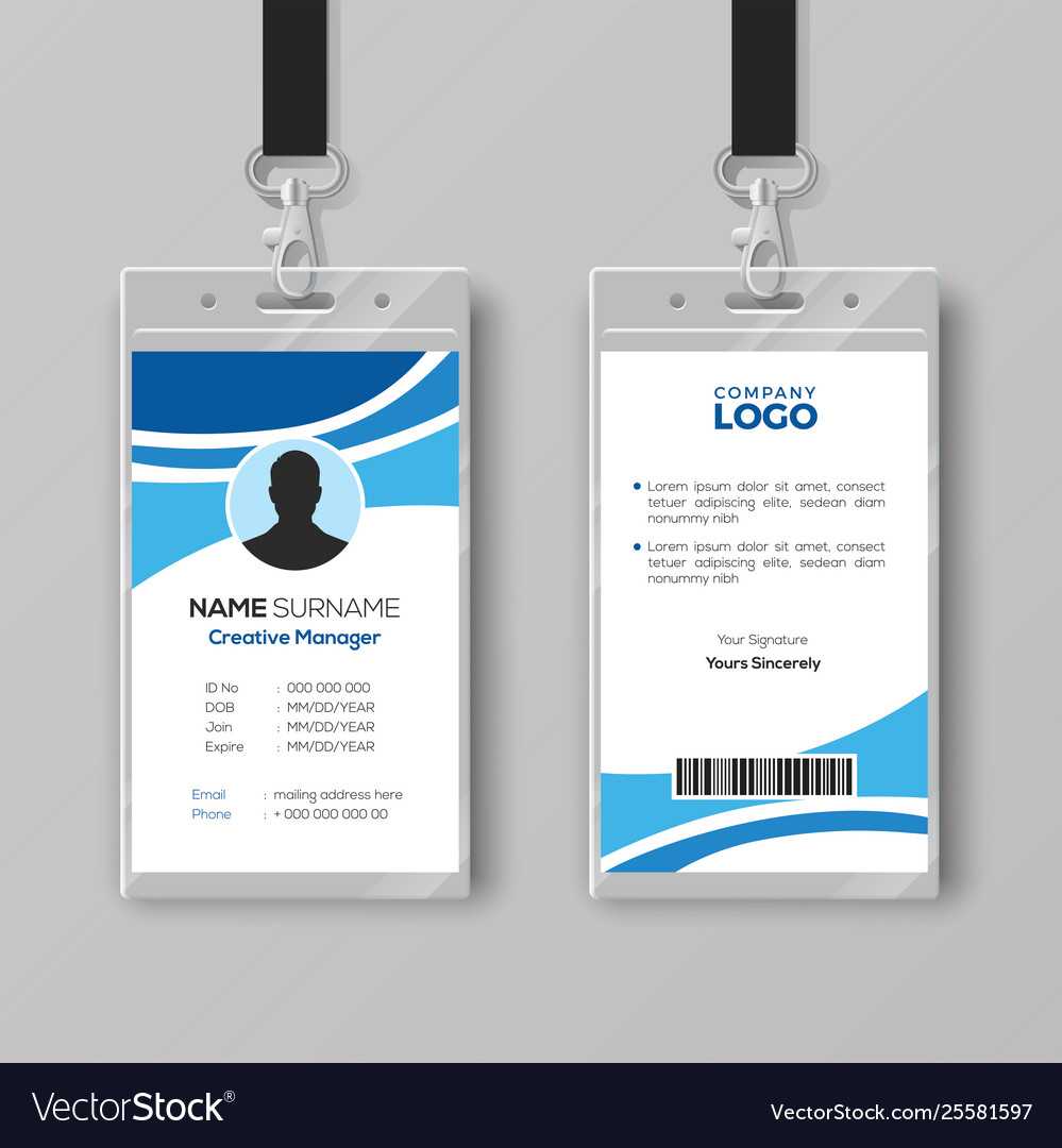 Corporate Id Card Template With Blue Details Throughout Work Id Card Template