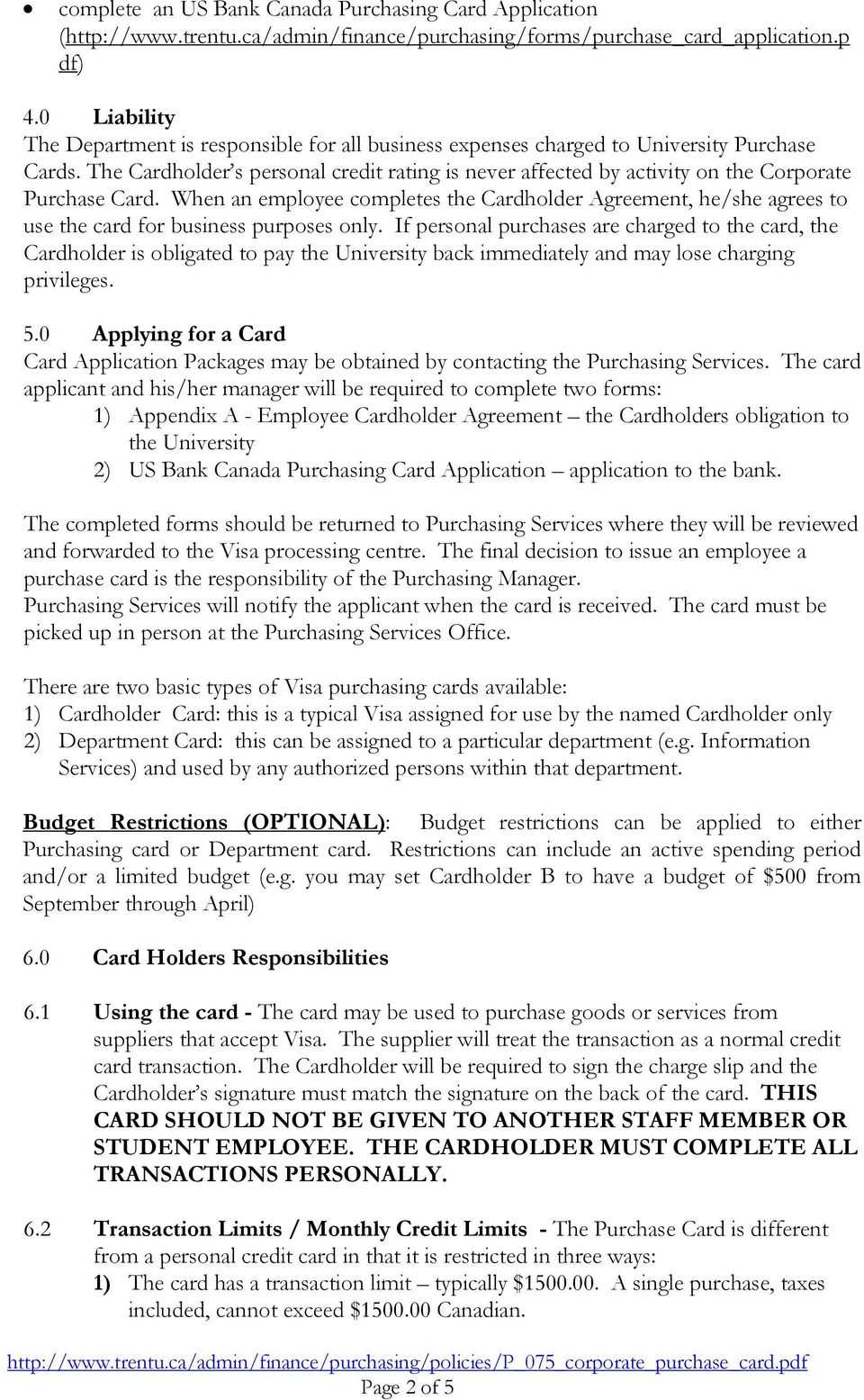 Corporate Purchase Pur – Pdf Free Download Pertaining To Corporate Credit Card Agreement Template