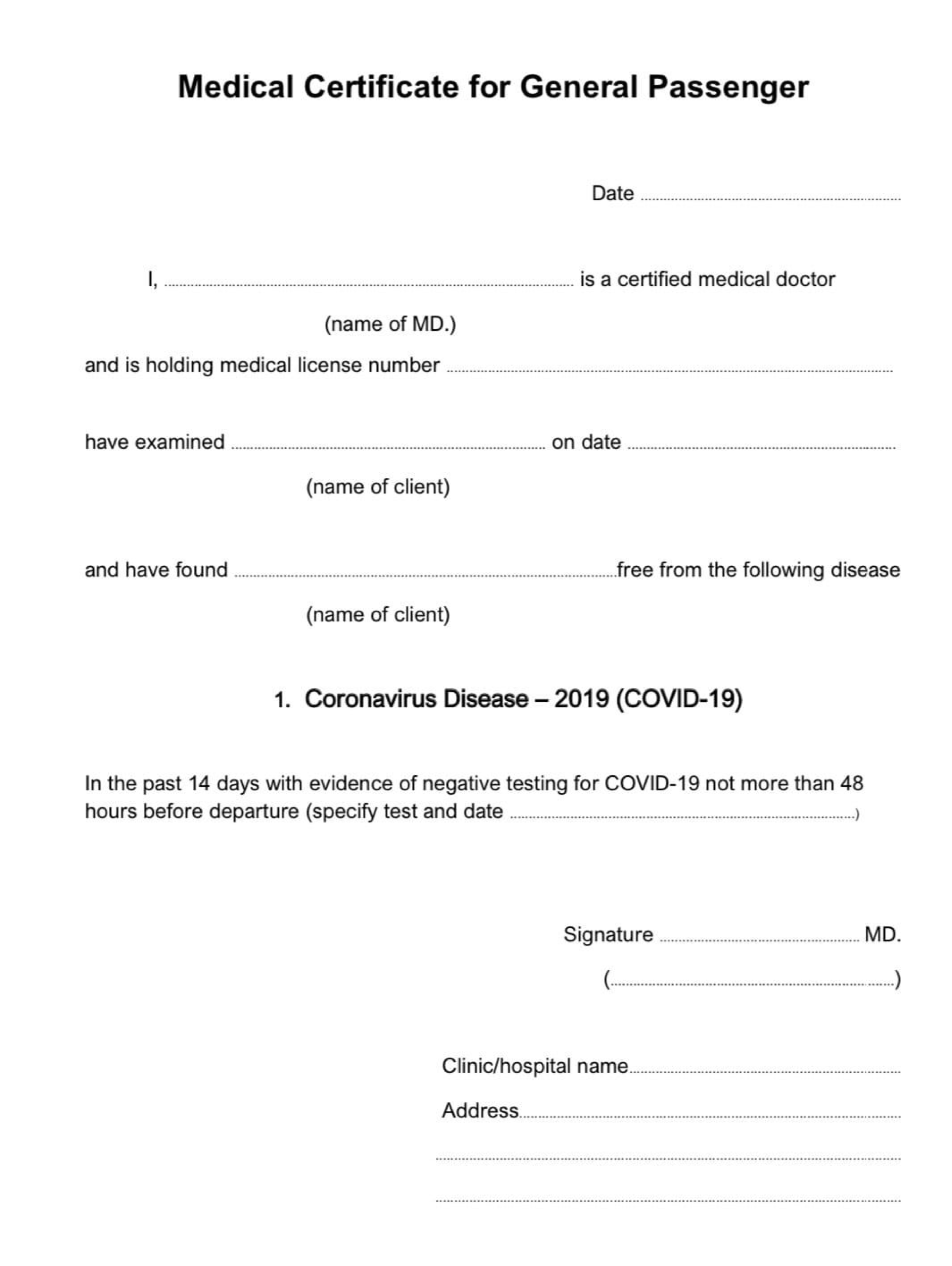 Covid19 Medical Certificate Fit To Fly | Templates At Within Free Fake Medical Certificate Template