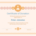 Cream Donation Appreciation Certificate Template In Donation Certificate Template