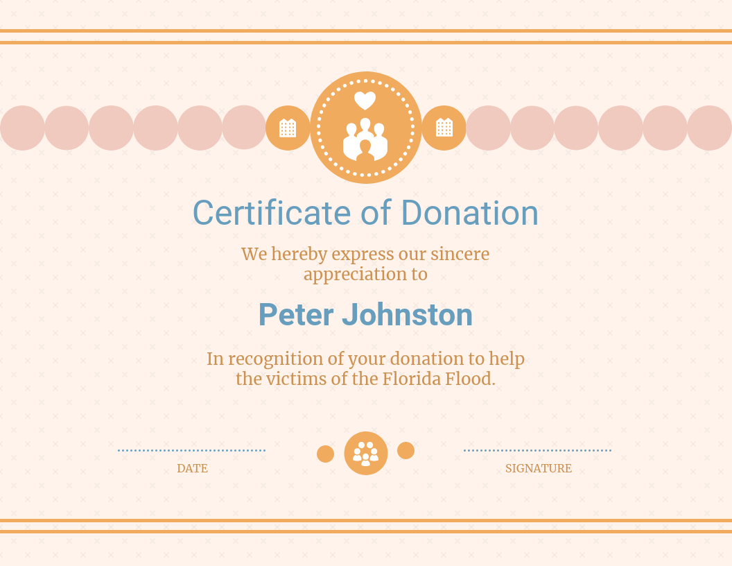 Cream Donation Appreciation Certificate Template In Donation Certificate Template