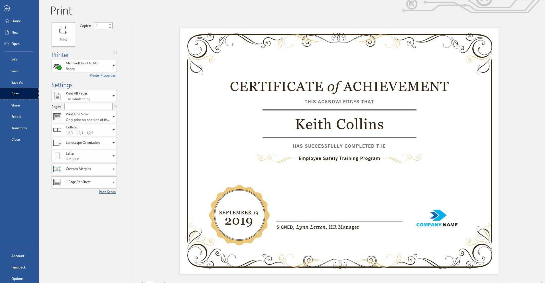 Create A Certificate Of Recognition In Microsoft Word Inside Certificate Of Achievement Template Word