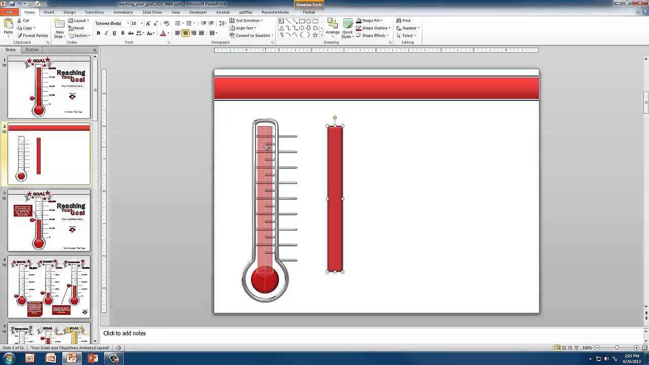 Create A Custom Thermometer Regarding Powerpoint Thermometer Template