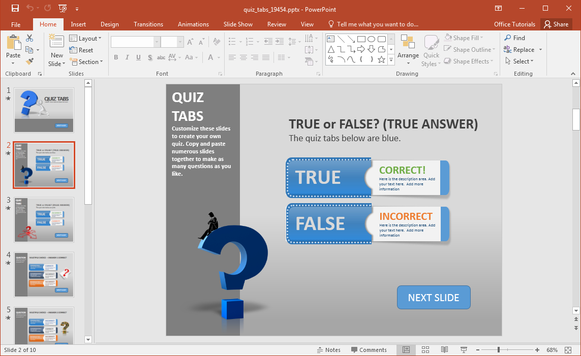 Create A Quiz In Powerpoint With Quiz Tabs Powerpoint Template Throughout Powerpoint Quiz Template Free Download