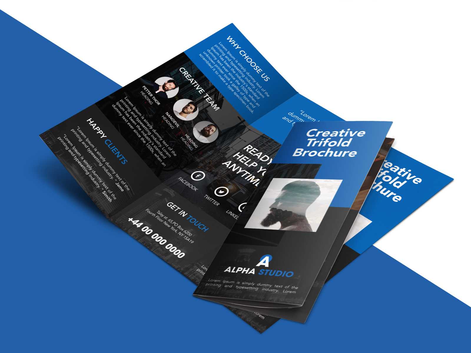 Creative Agency Trifold Brochure Free Psd Template Throughout Tri Fold Brochure Template Indesign Free Download
