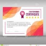 Creative Framed Pink And White Certificate Stock Vector Within Star Performer Certificate Templates