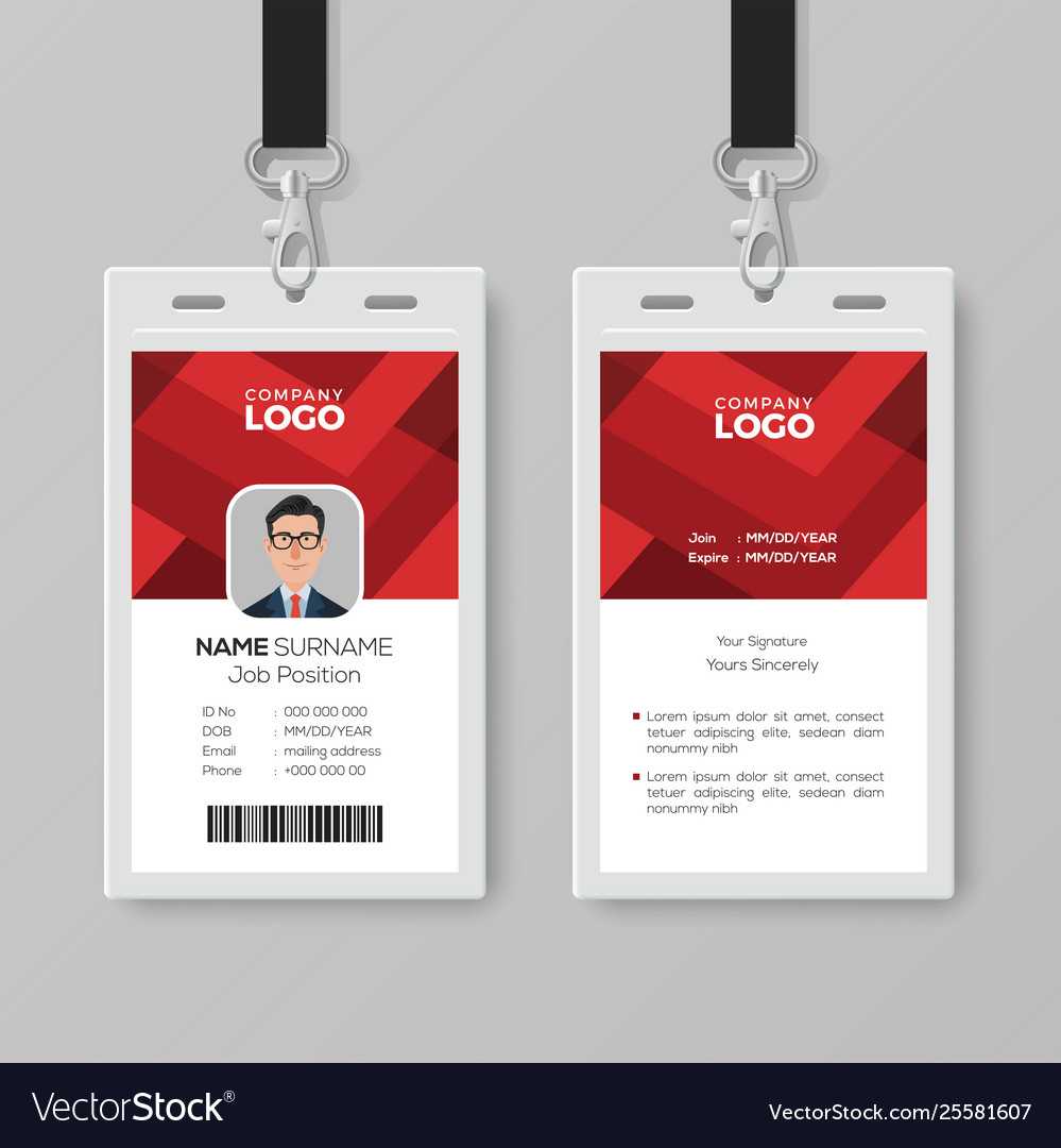 Creative Id Card Template With Abstract Red Intended For Id Card Template Ai
